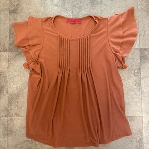 Scarlett Flutter Sleeve Blouse in with Pleated Ruffles